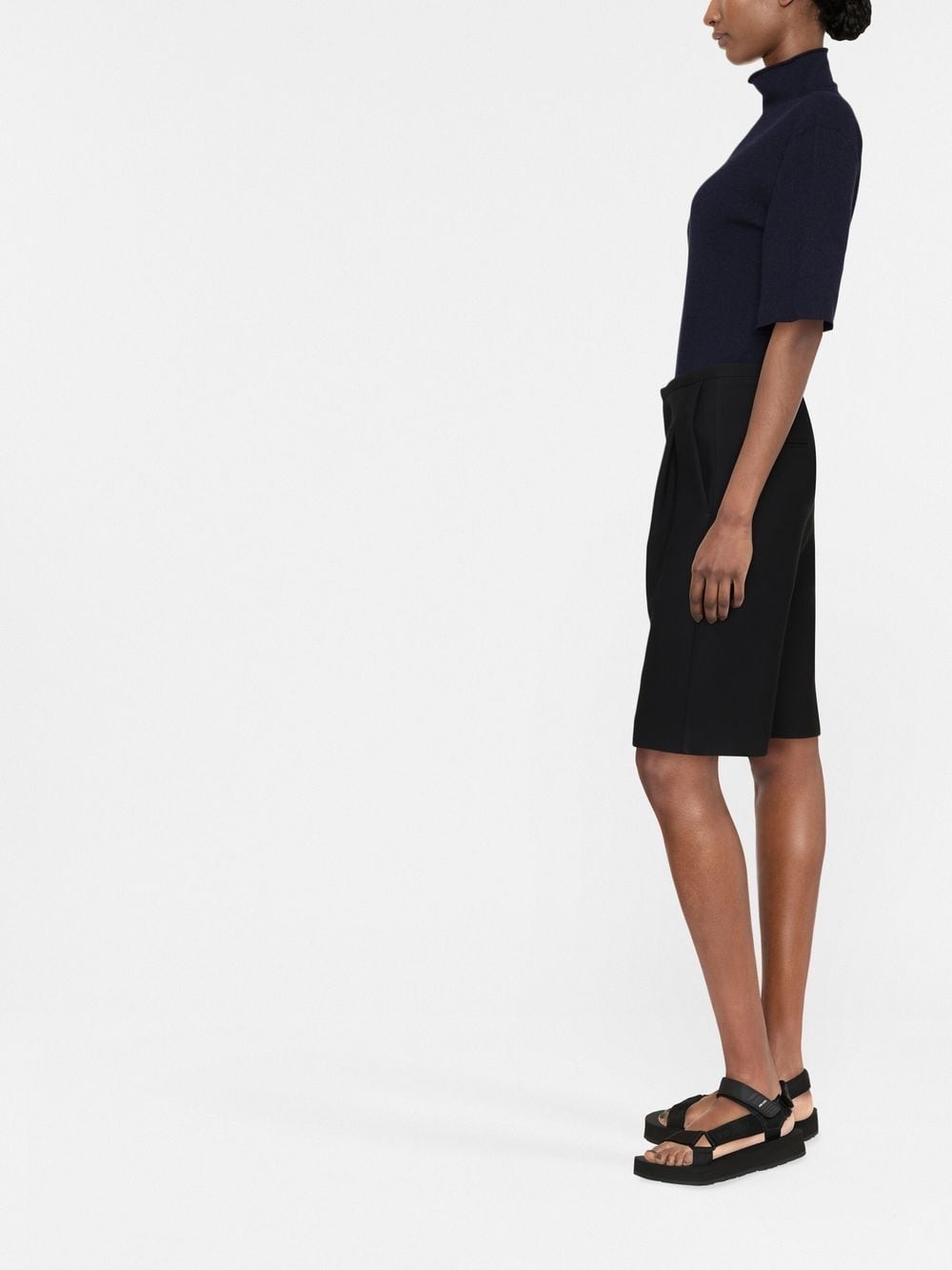 short-sleeved roll-neck knitted top - 3
