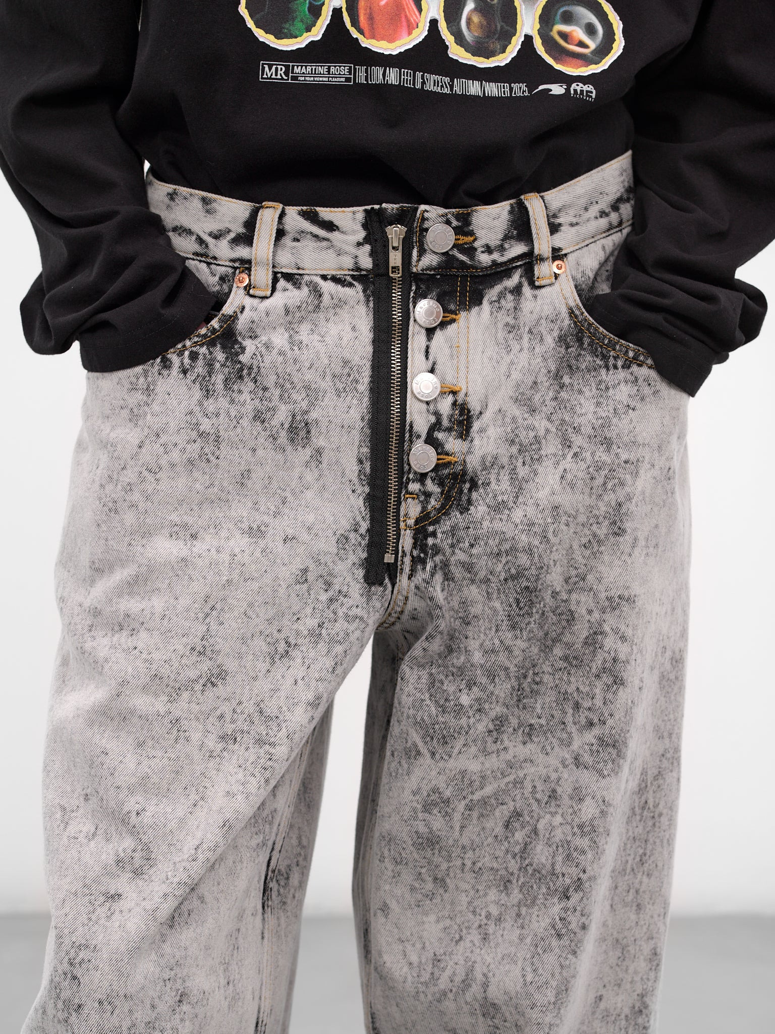 Gray Denim Wide Leg Jeans - 4