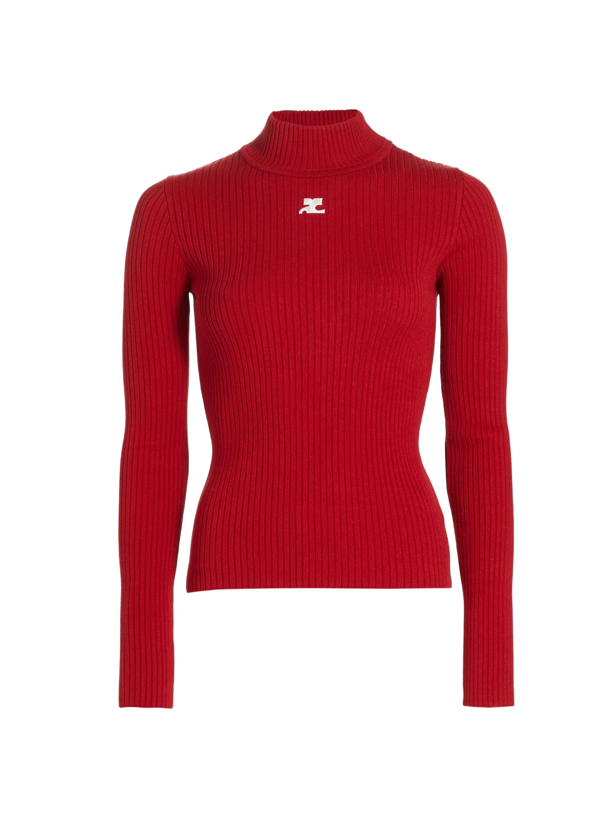 Women's Re-Edition Rib-Knit Turtleneck Top - Red - 1