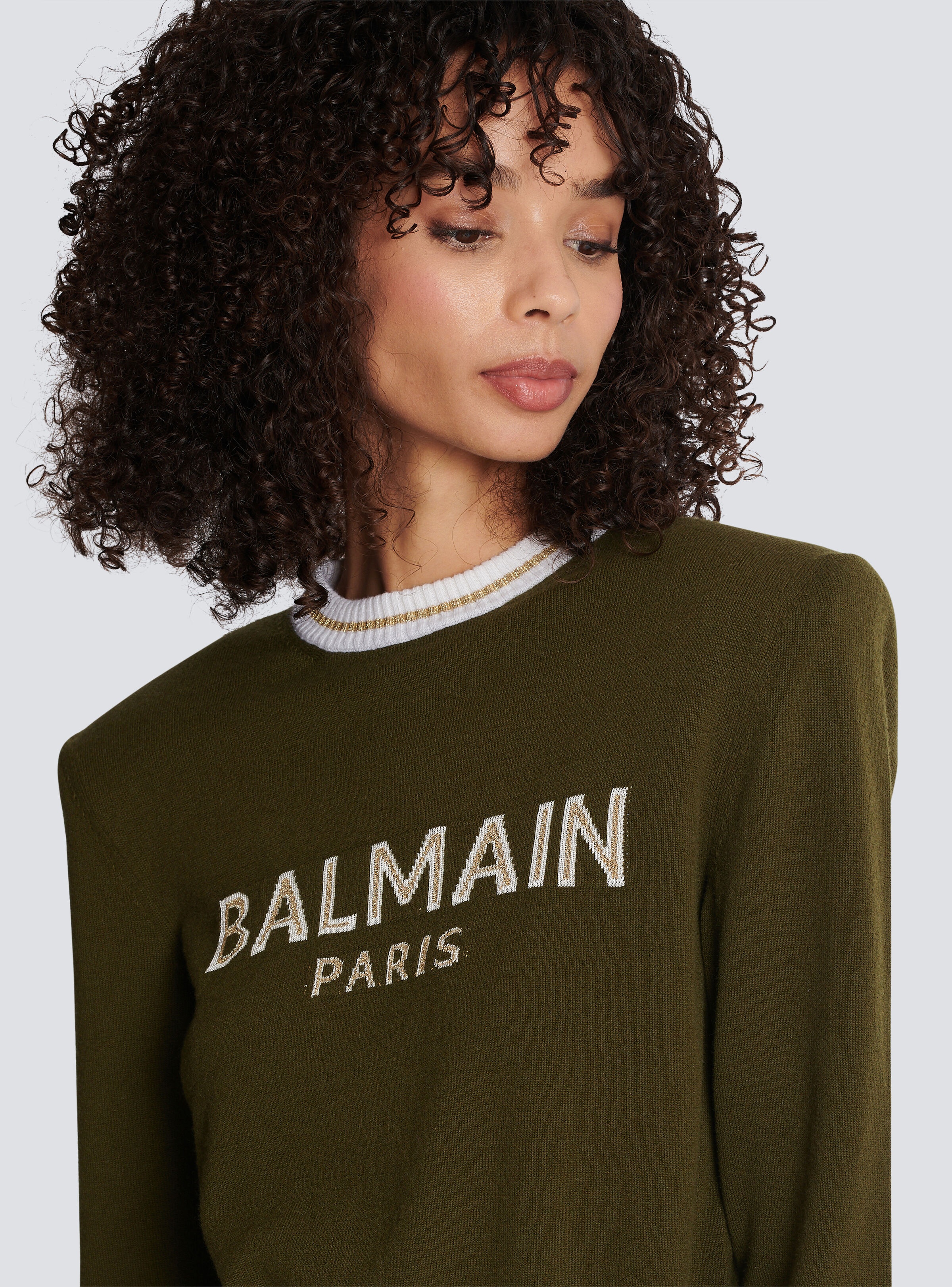 Cropped wool jumper with Balmain logo - 7