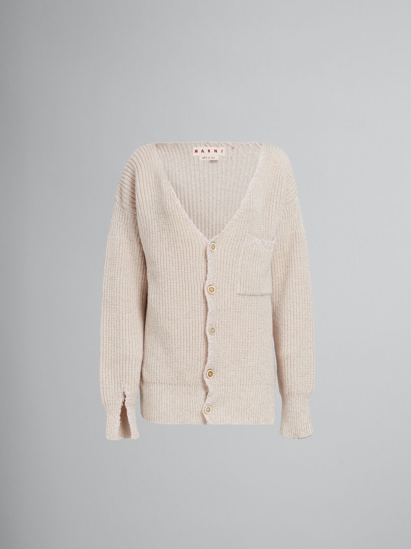 OAT WOOL CARDIGAN WITH MARNI MENDING - 1