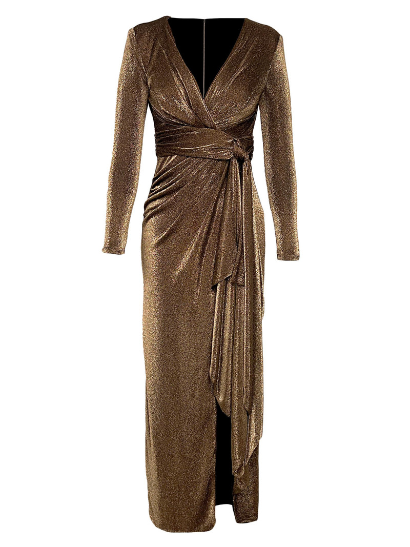 Women's Shania Metallic Wrap Gown - Gold Multi 1