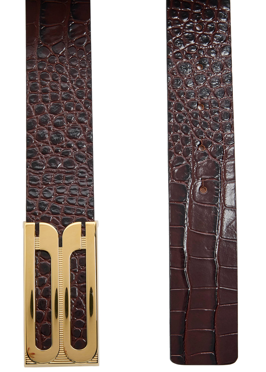 Victoria Beckham Jumbo Frame Crocodile-effect Leather Belt - 3