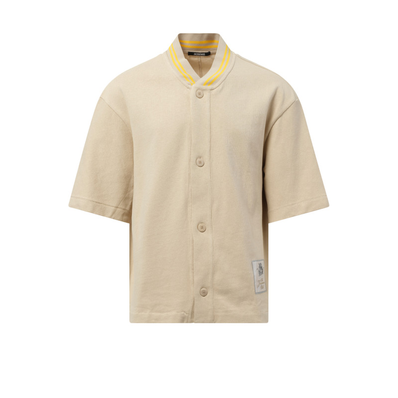JACQUEMUS La Chemise Baseball Short Sleeve in Beige outlook