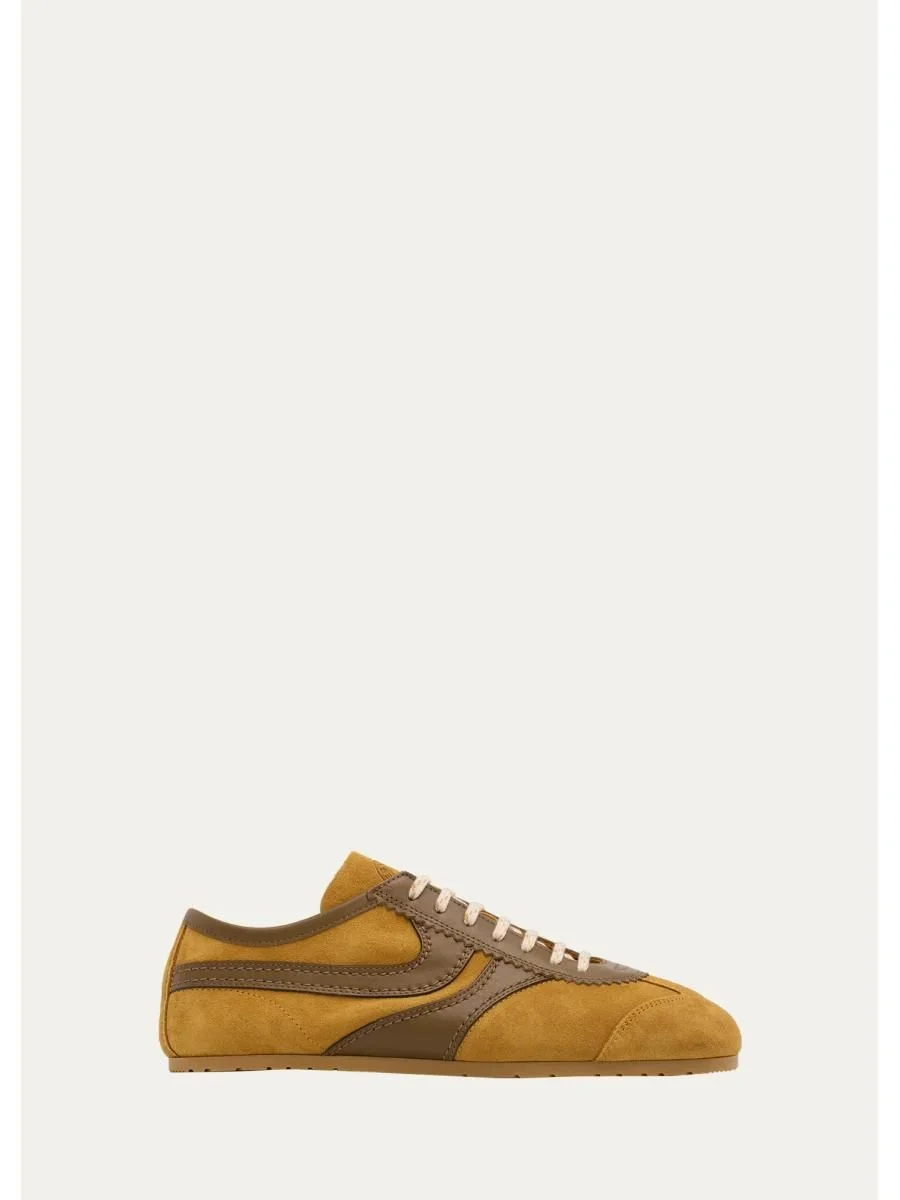 Mixed Leather Retro Runner Sneakers - 1