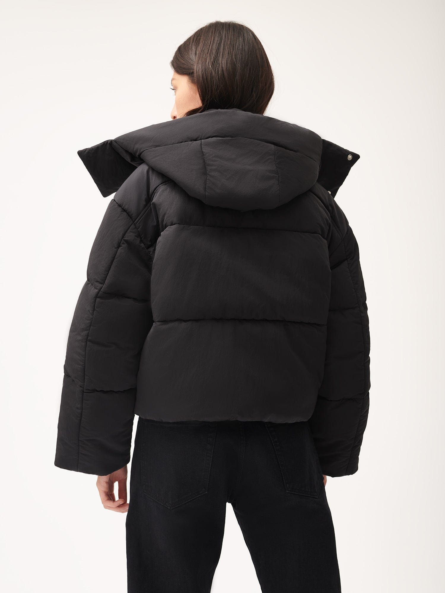 Women’s Flower-Warmth Recycled Nylon Cropped Puffer - Black - 3