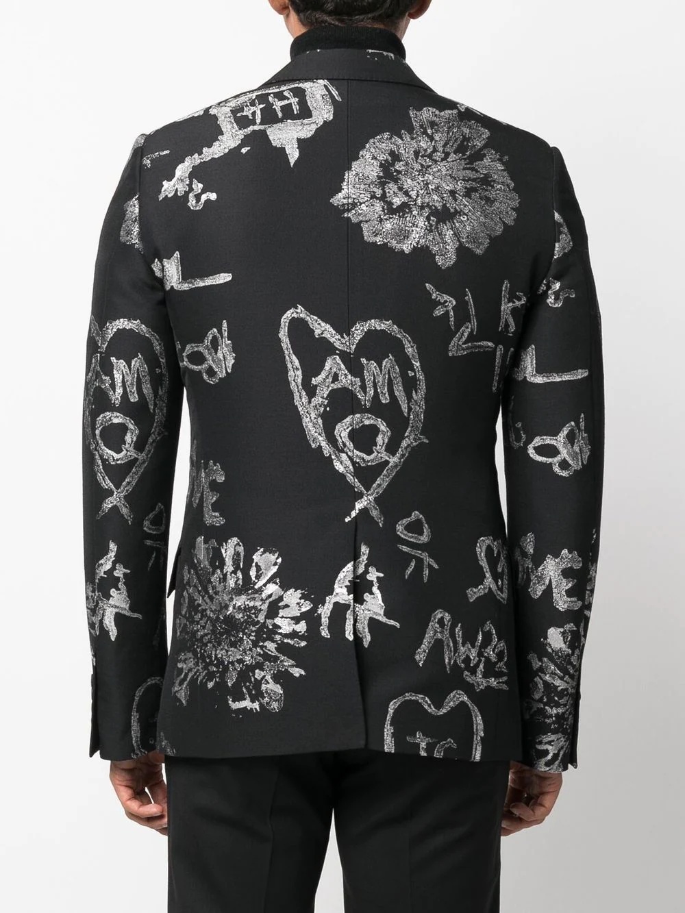 graffiti-print single-breasted blazer - 4