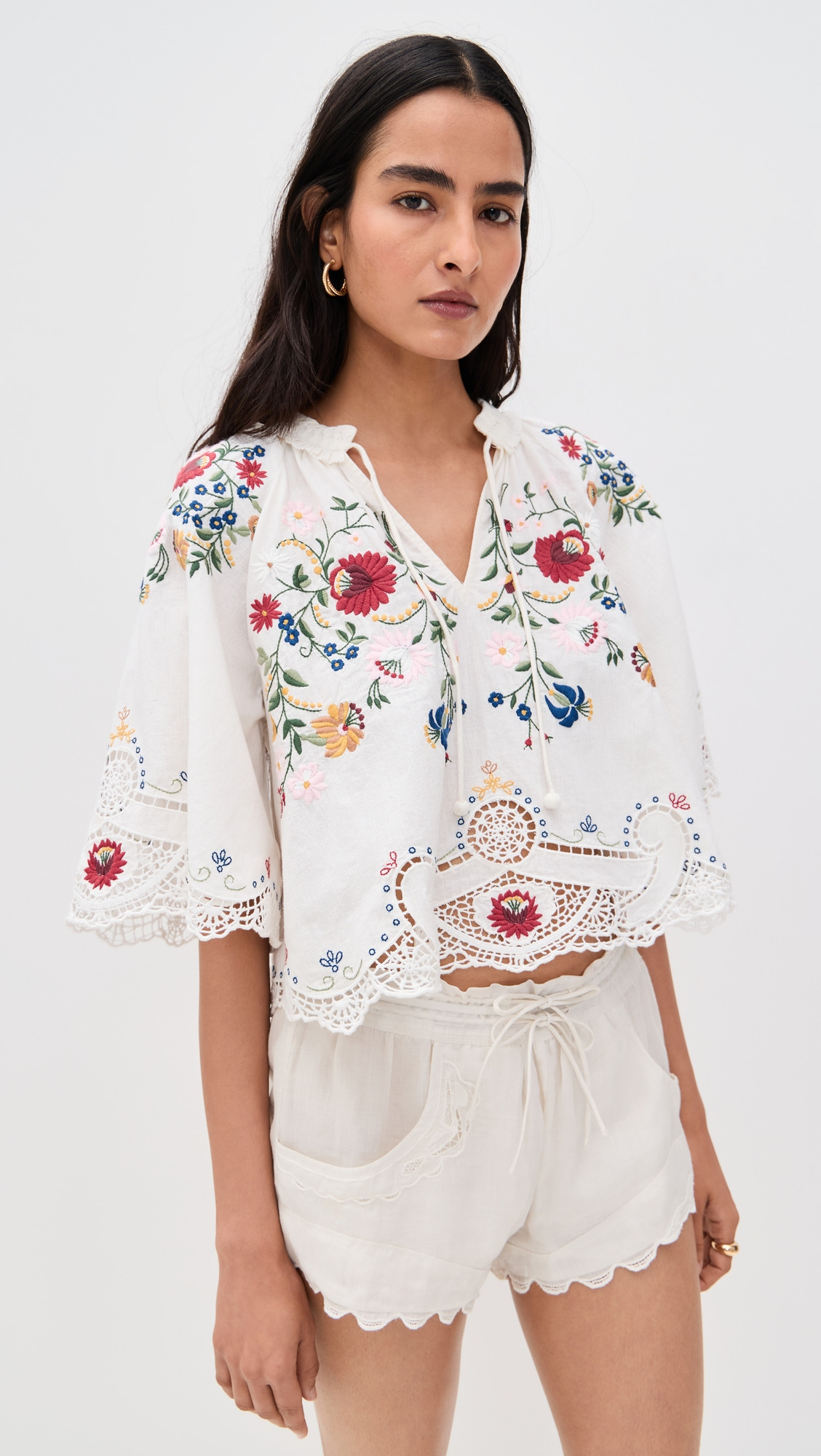 Celia Embroidery Short Sleeve Top - 1