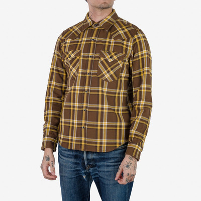 Iron Heart IHSH-372-BRN Ultra Heavy Flannel Crazy Check Western Shirt - Brown outlook