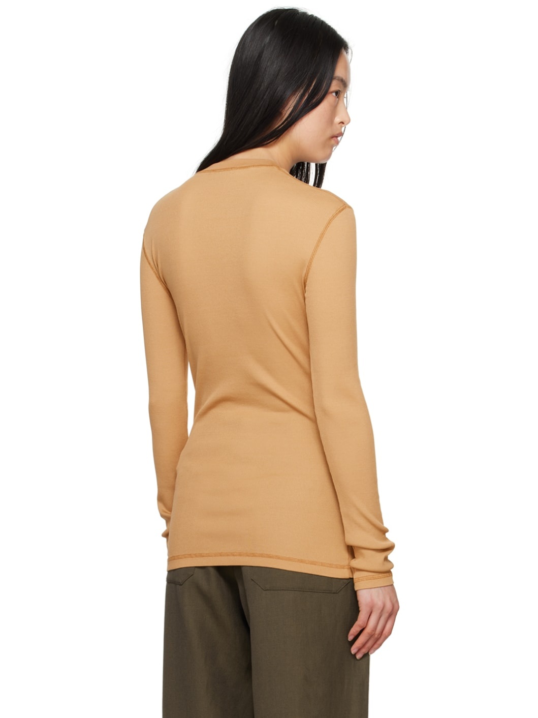 Orange Rib Long Sleeve T-Shirt - 3
