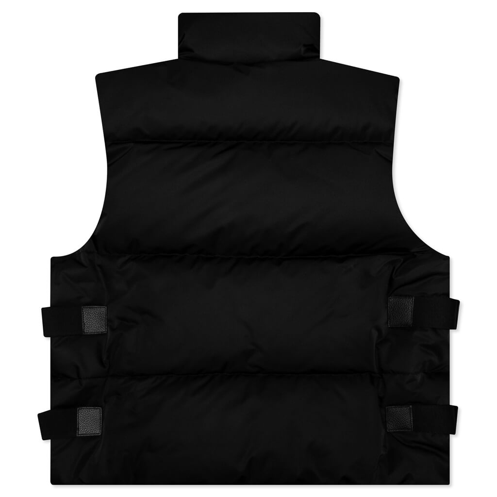 SLEEVELESS W/ METALLIC DETAILS PUFFER JACKET - BLACK - 2