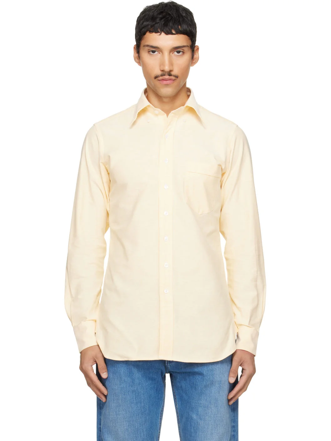 Yellow Cotton Oxford Cloth Button-Down Shirt - 1