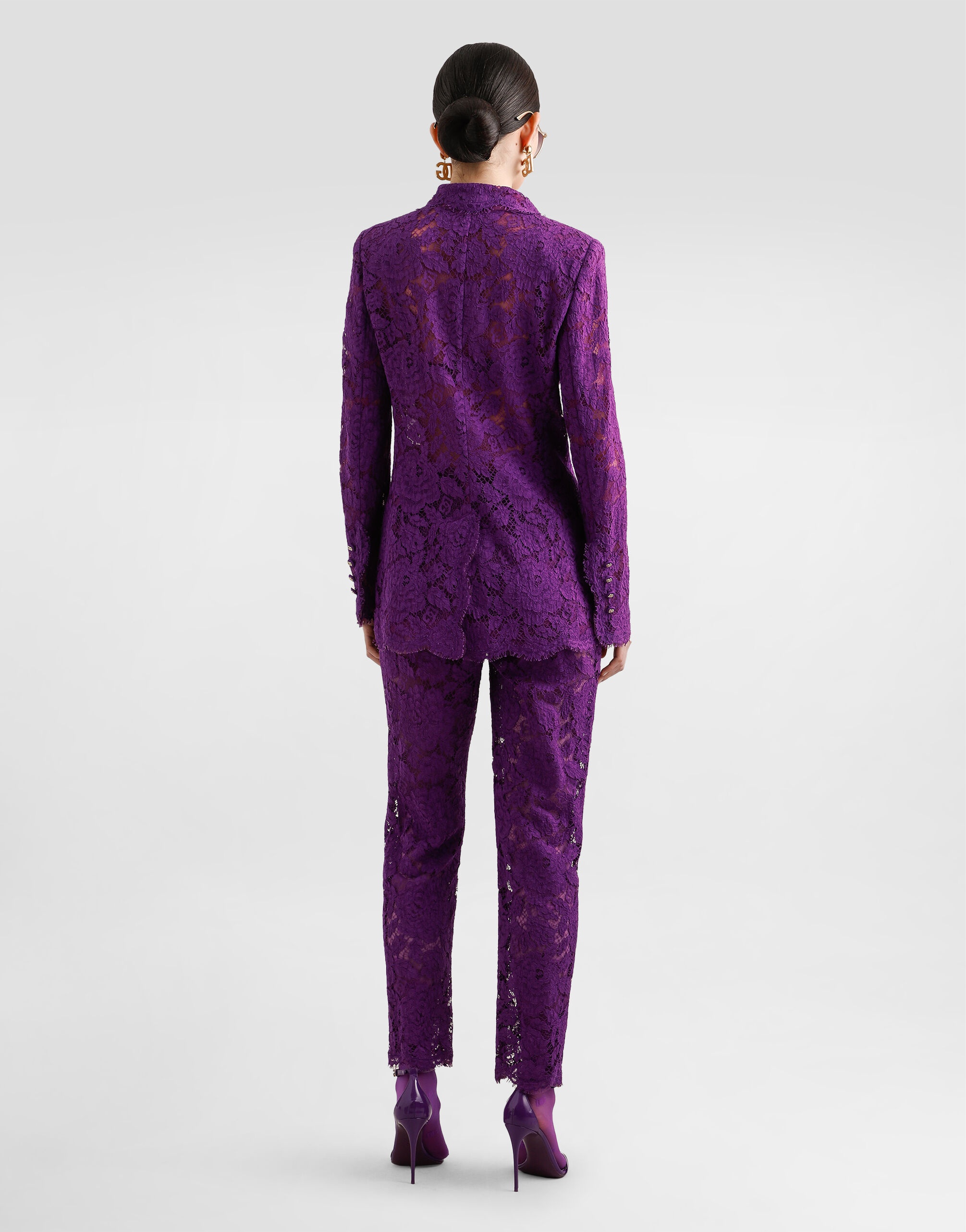 Double-breasted cordonetto floral lace jacket - 5