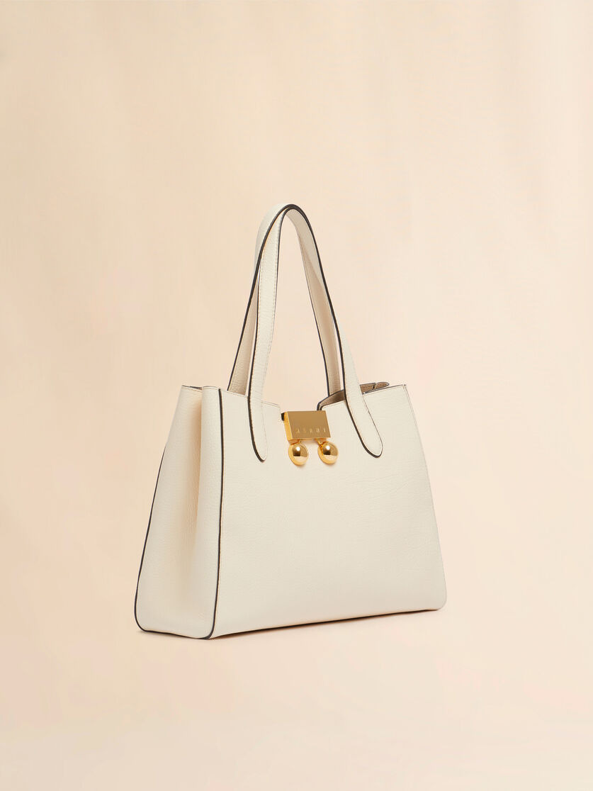CREAM LEATHER TRUNKAROO TOTE HANDBAG - 5
