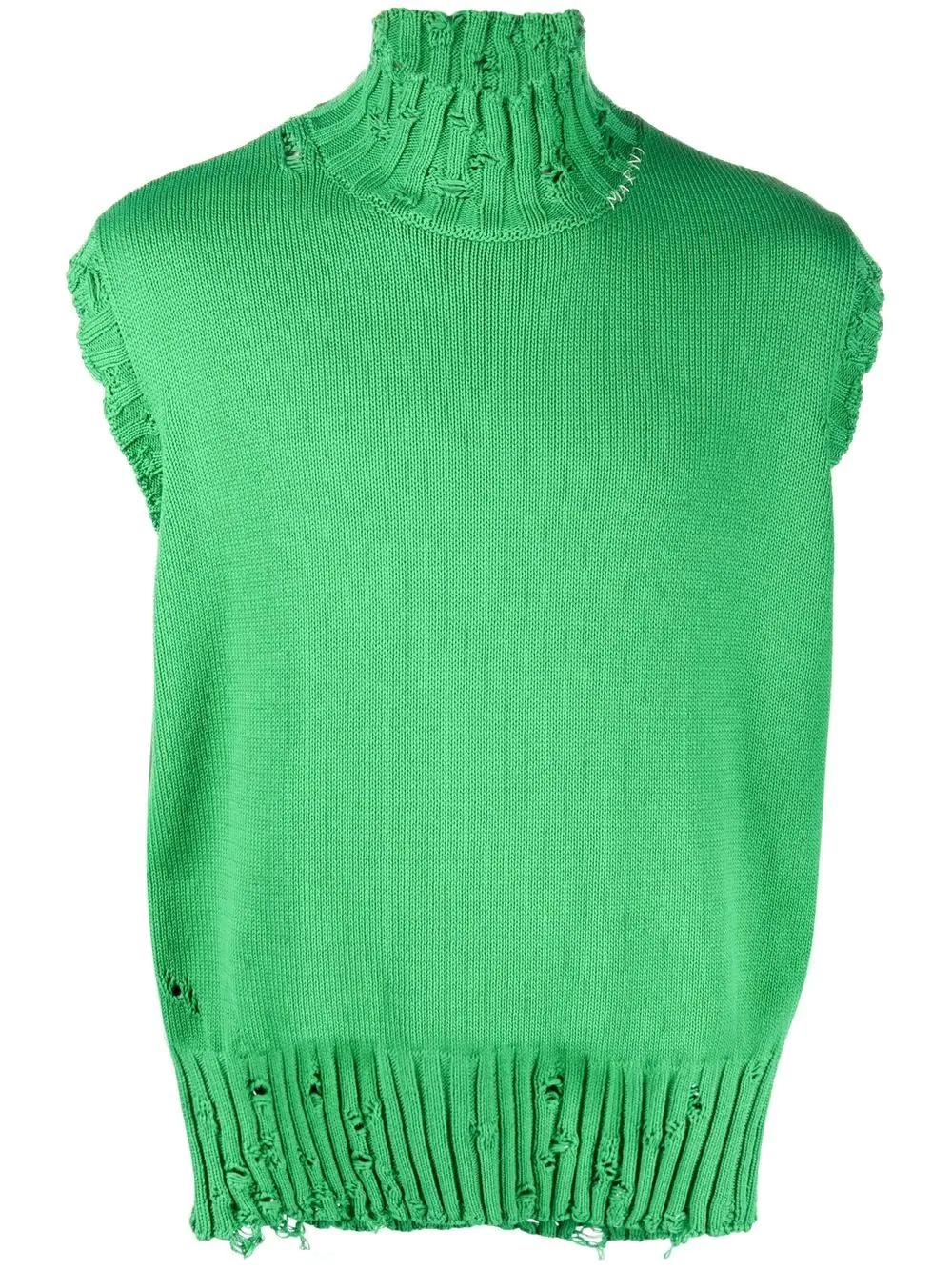 distressed-effect sleeveless jumper - 1