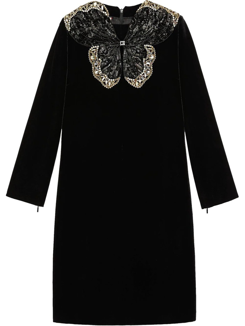 sequin butterfly short velvet dress - 1