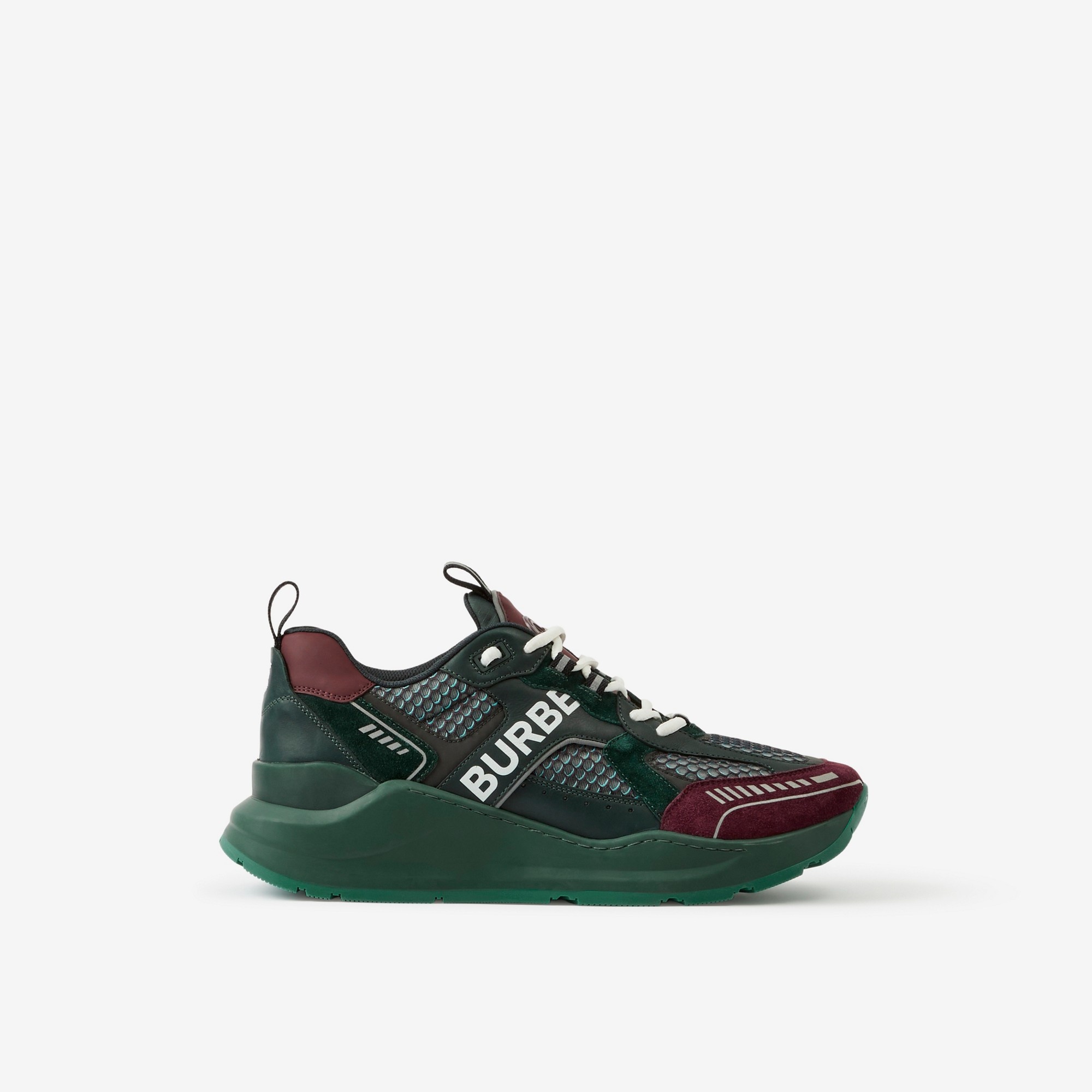 Logo Print Leather, Suede and Mesh Sneakers - 1