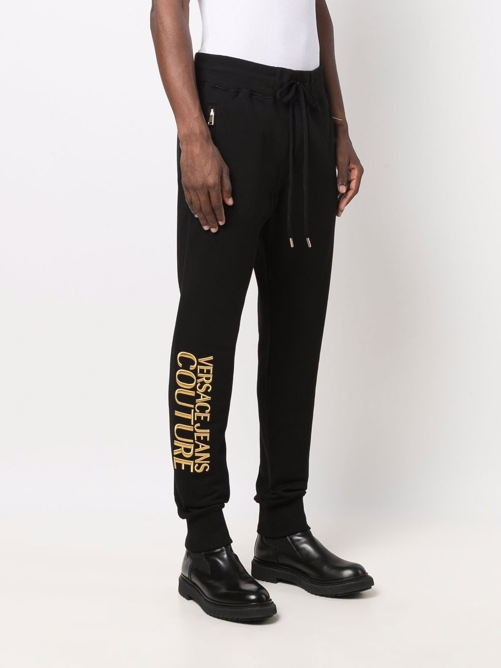 logo-embroidered jersey trousers - 3