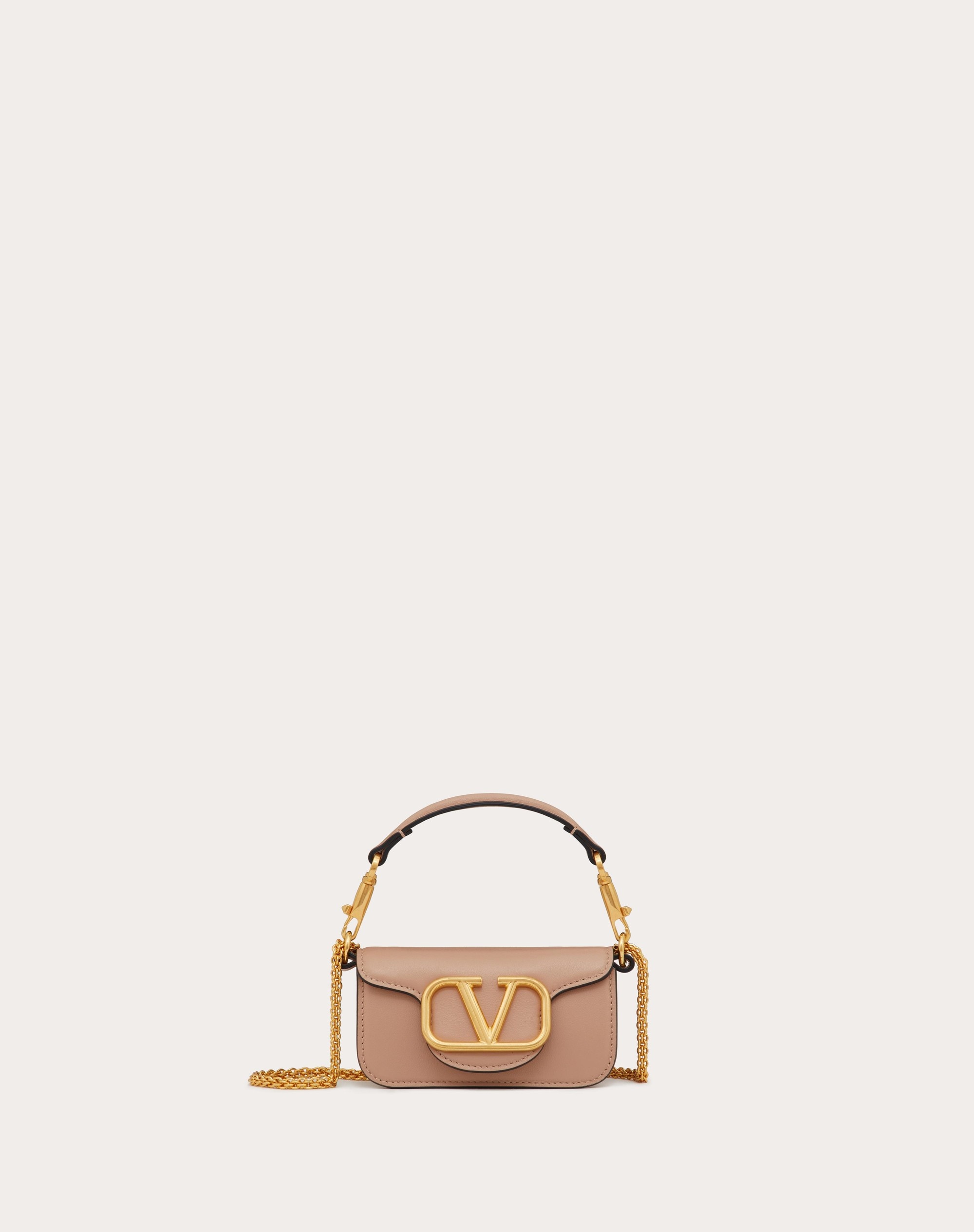 VALENTINO GARAVANI LOCÒ MICRO BAG IN CALFSKIN LEATHER WITH CHAIN - 1