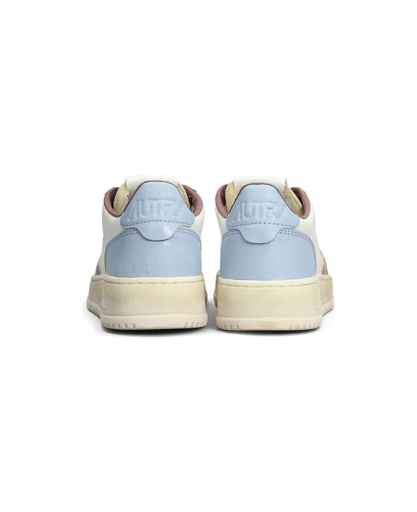 Super Vintage Medalist Low Sneakers In White, Celestial Blue And Taupe Leather - 4