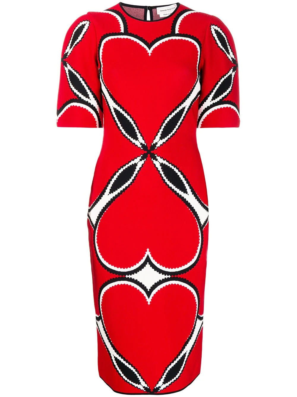 heart intarsia fitted dress - 1