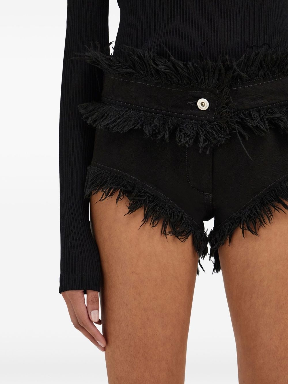 frayed denim shorts - 5