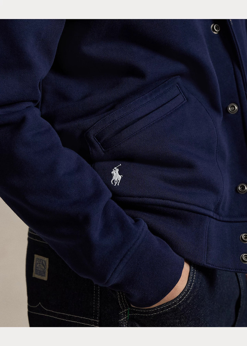 Logo Fleece Baseball Jacket 5