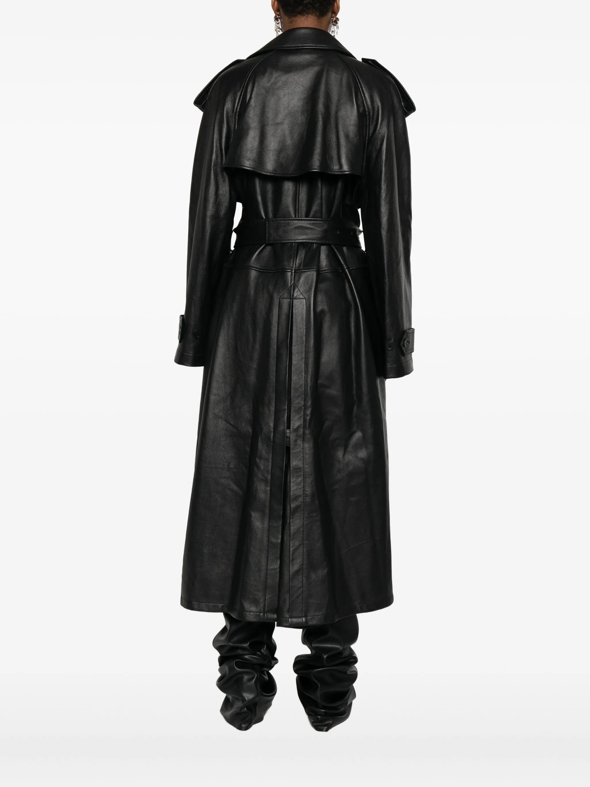 Balenciaga Belted Leather Trench Coat - 2