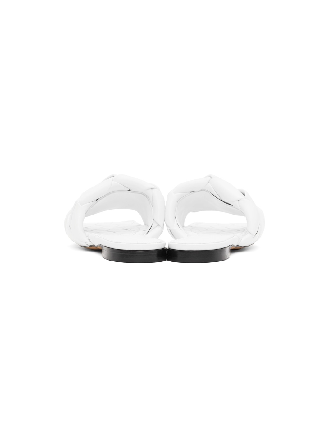 White Intrecciato Lido Flat Sandals - 4