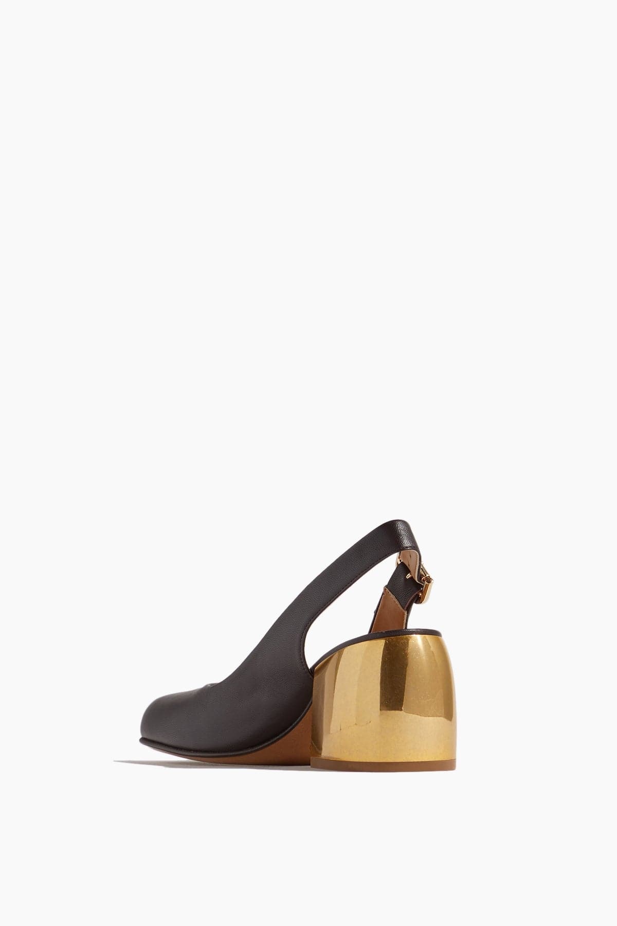 Sling Back Pump with Gold Heel in Bordeaux - 3