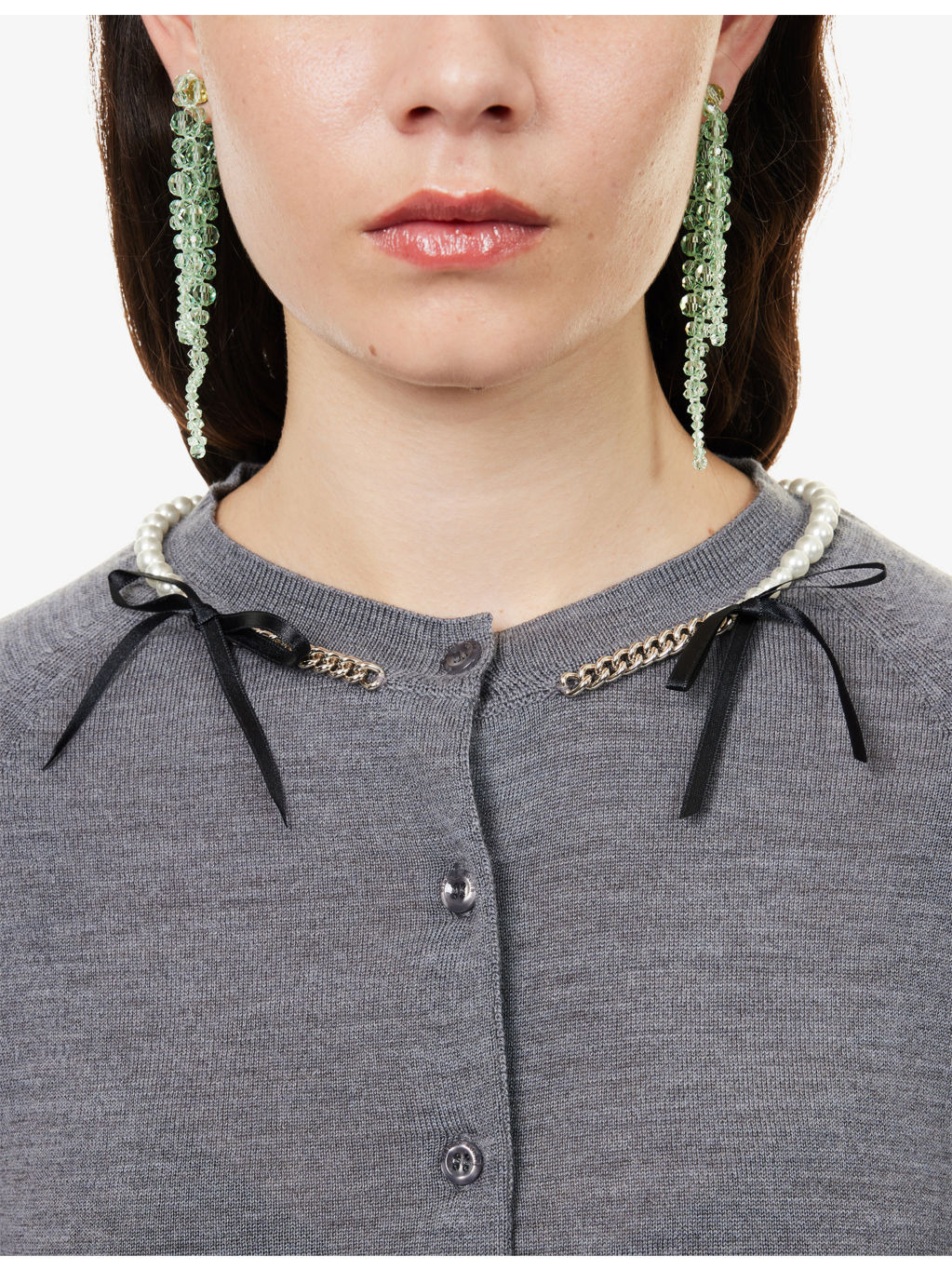 Embellished Round-Neck Wool And Silk Cardigan - 5