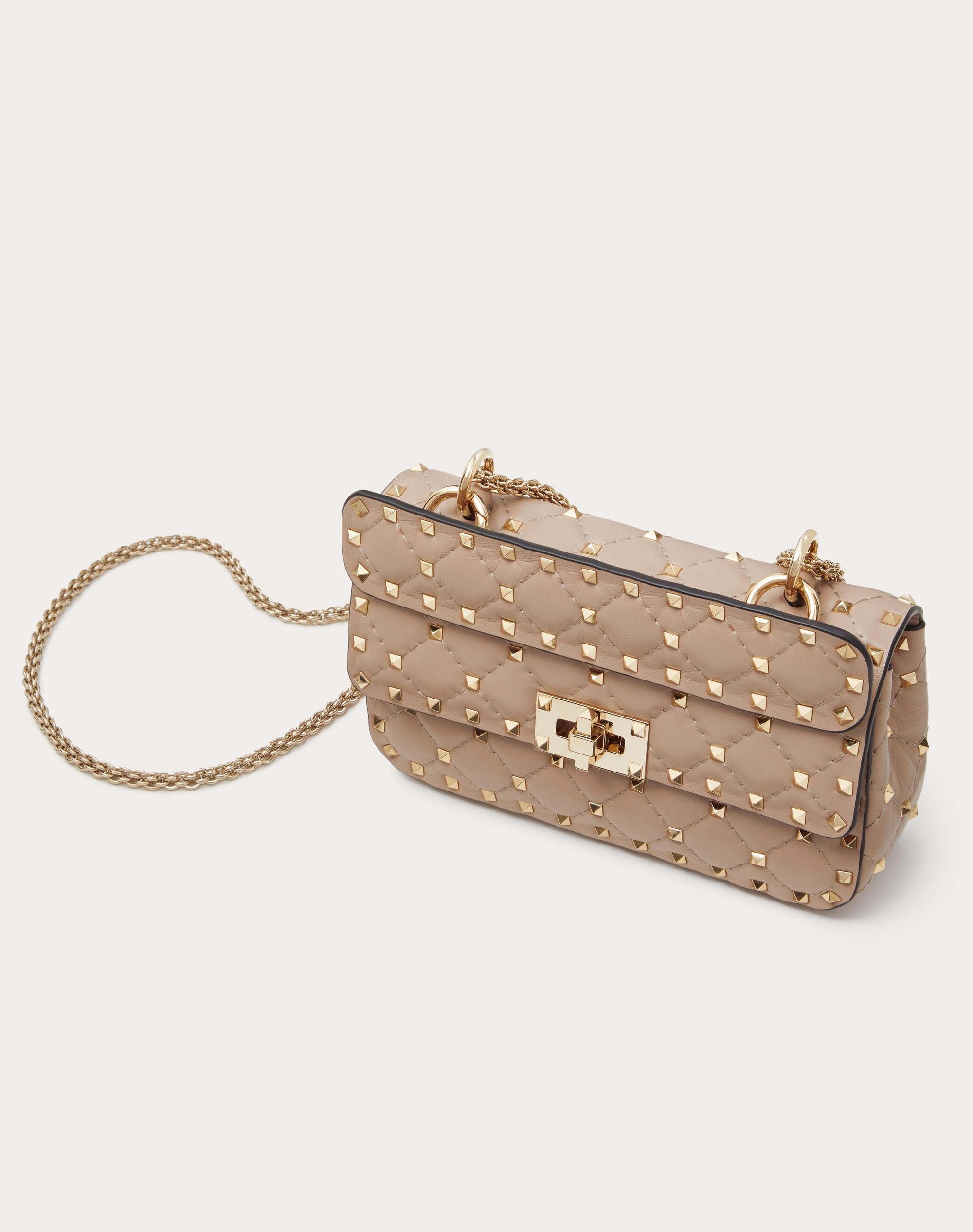 ハンドバッグ VALENTINO CARAMEL NAPPA LEATHER SMALL ROCKSTUD SPIKE HANDBAG Valentino SMALL NAPPA ROCKSTUD SPIKE BAG | REVERSIBLE