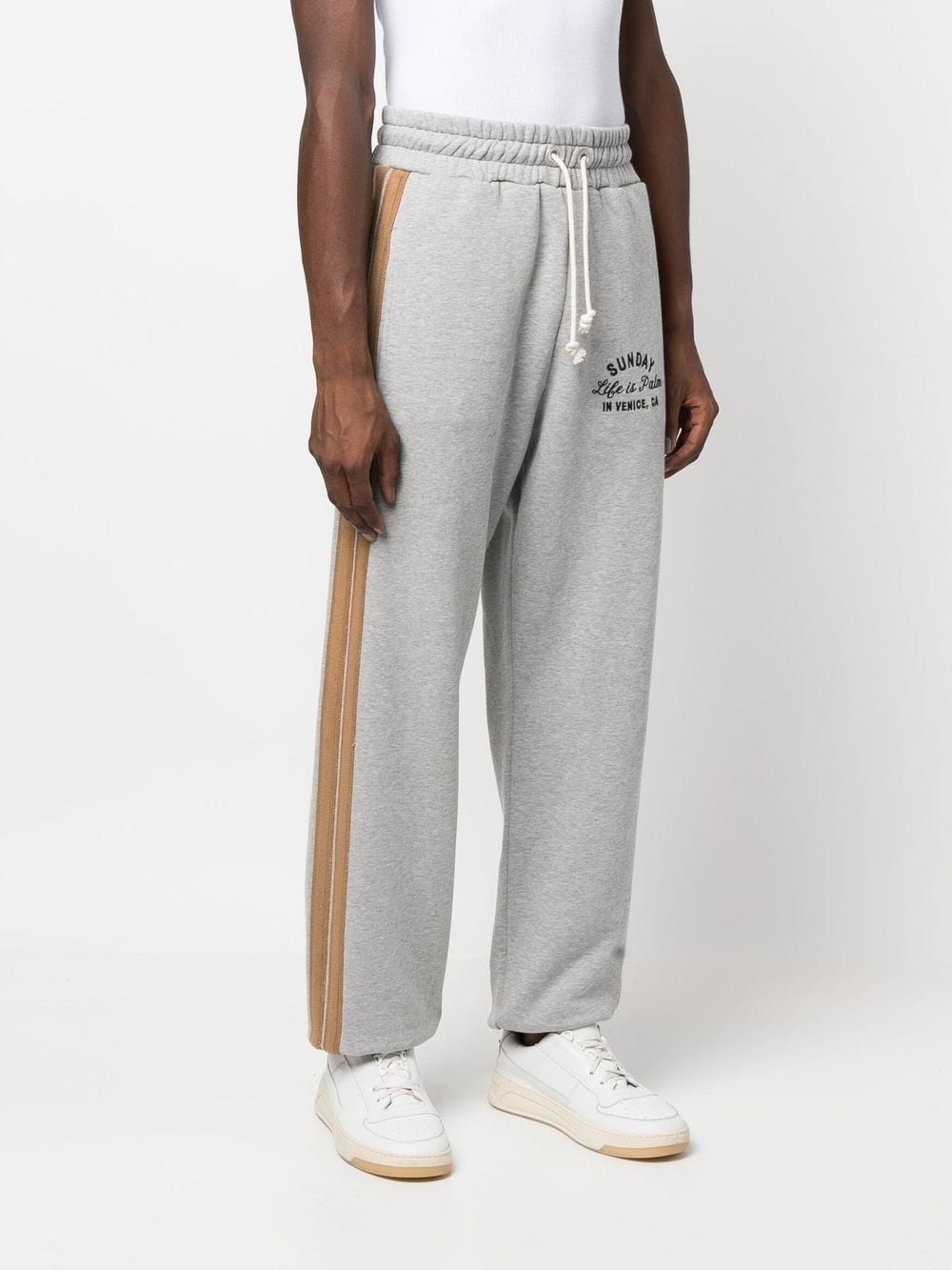 slogan-embroidered stripe-detail track pants - 3