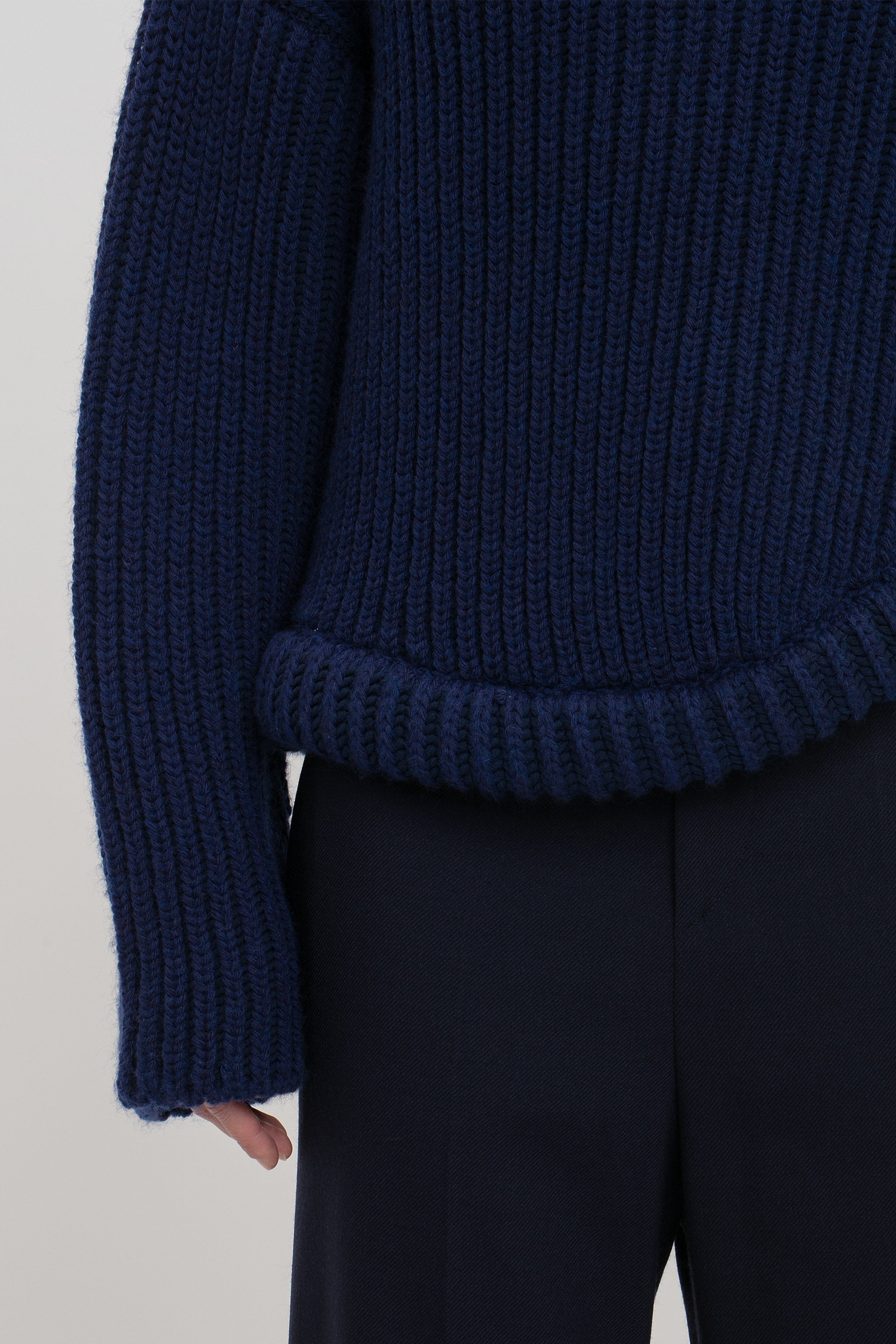 High Neck Knit Jumper In Ink Blue - 5