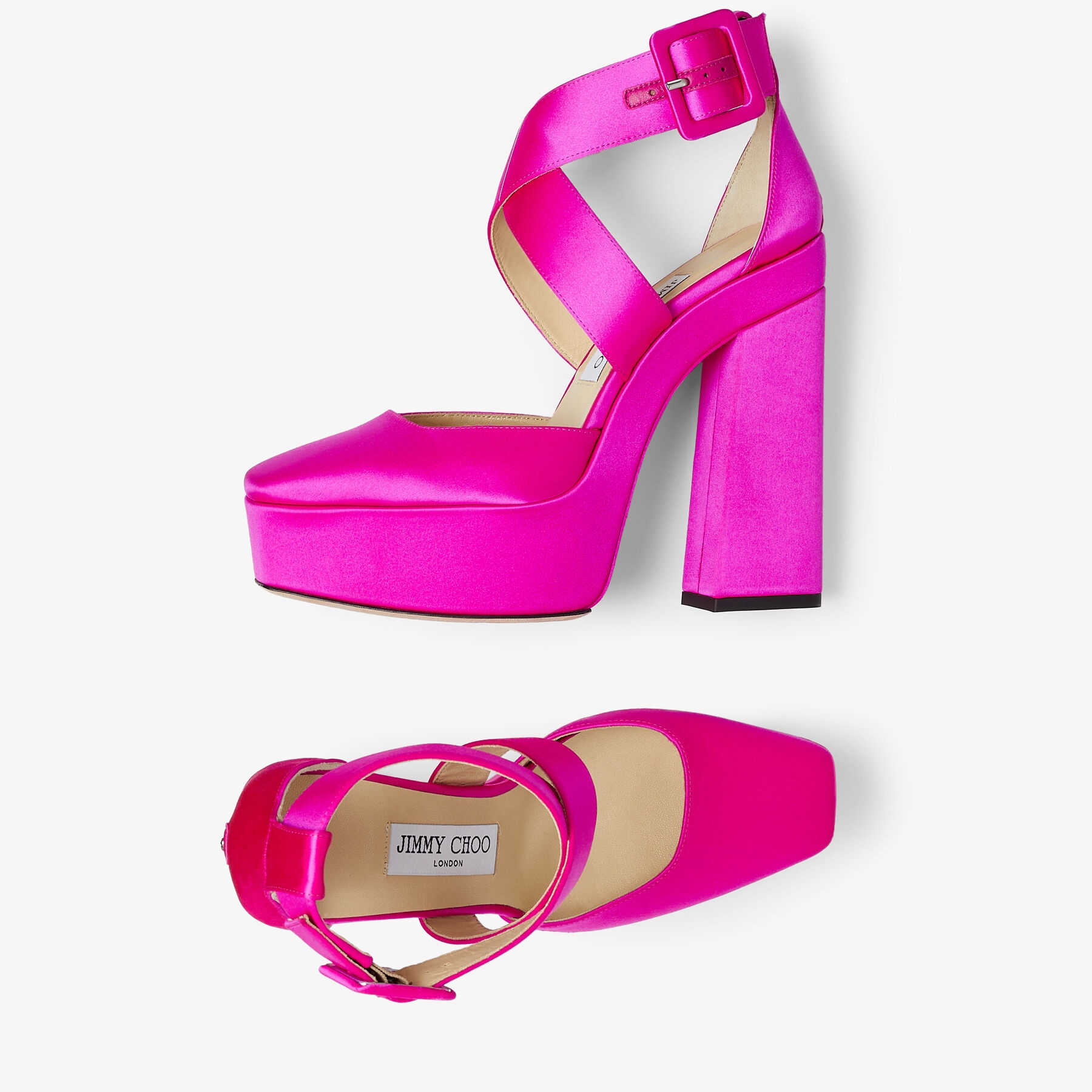 Gian 140
Fuchsia Satin Platform Heels - 5