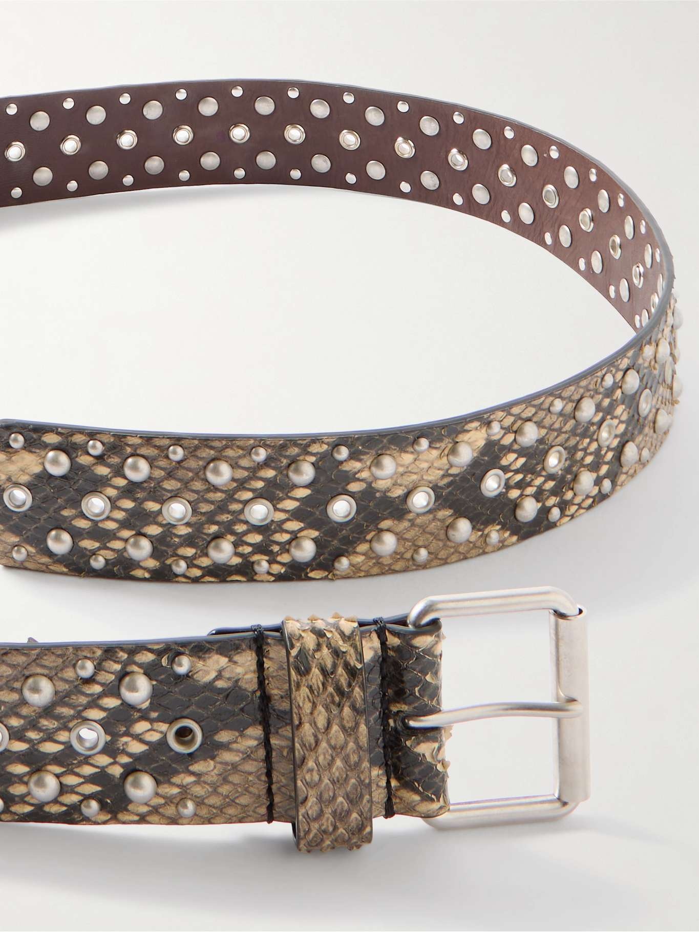 Studded snake-effect leather belt Snake print - 3