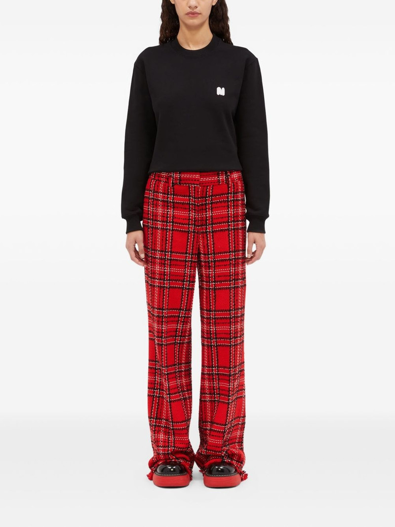 MSGM plaid fringed straight trousers outlook