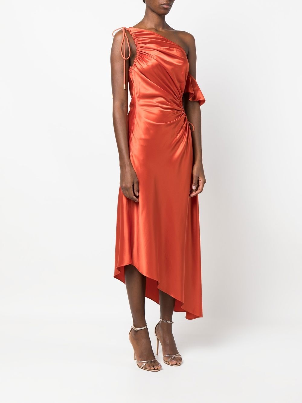 one-shoulder gathered-detail dress - 3