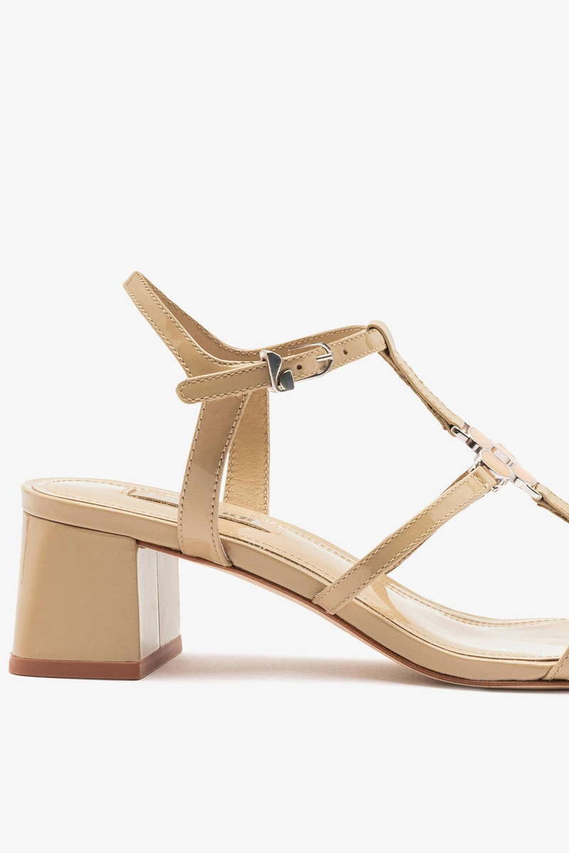 Hana Block Sandal Sand Patent Leather 4