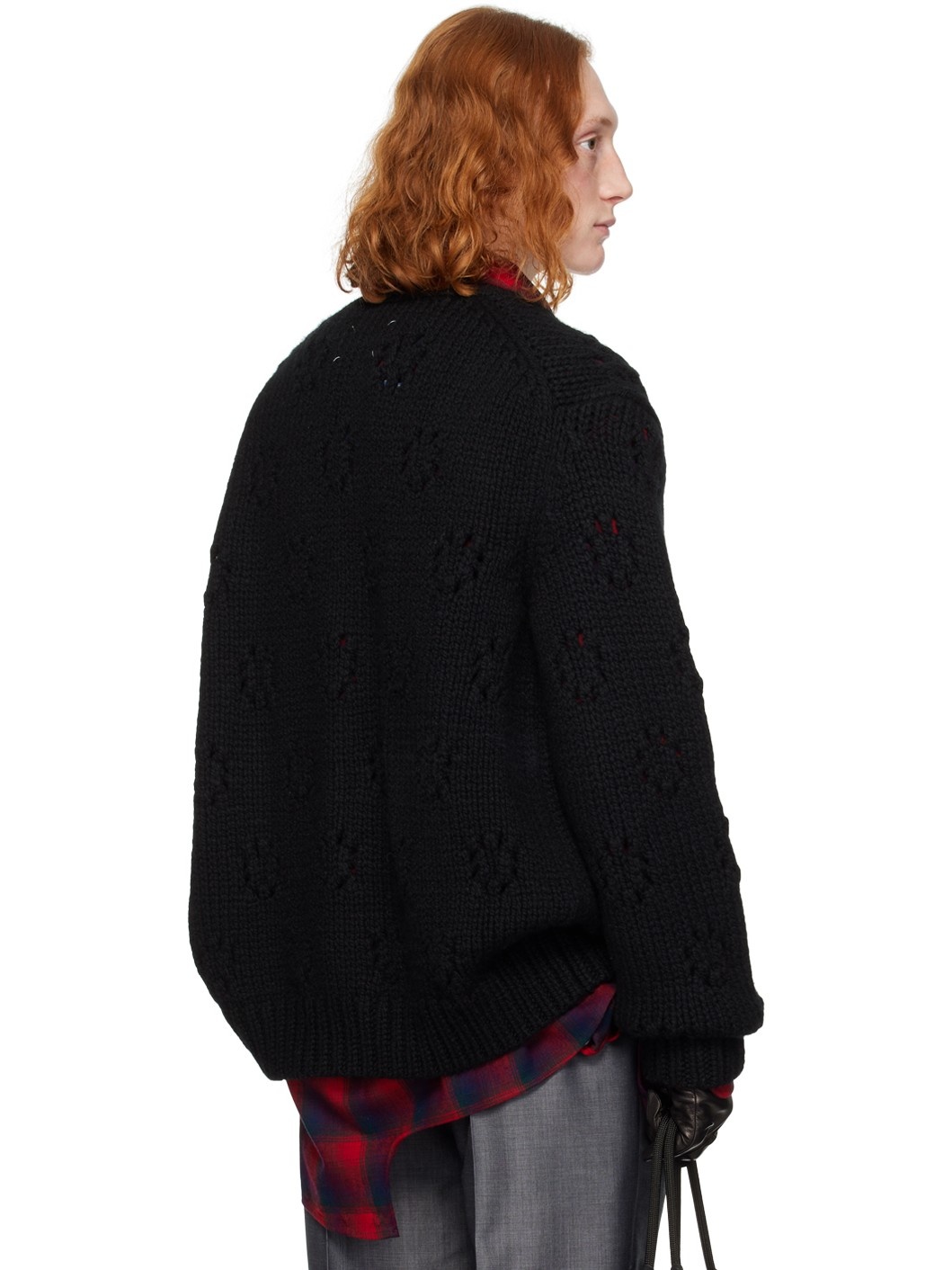 Black Y-Neck Cardigan - 3