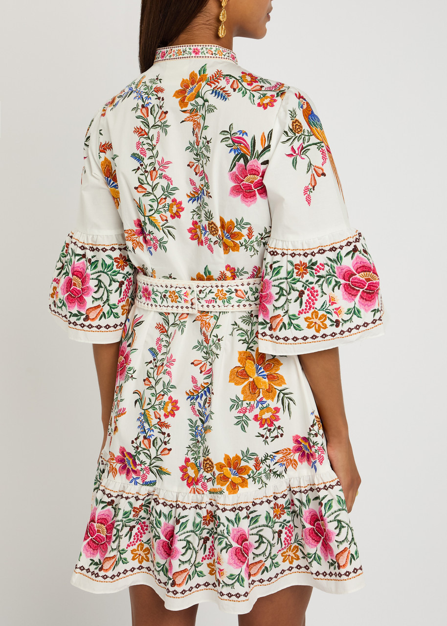 Farm Rio Delicate Forest Printed Cotton Mini Dress - 3