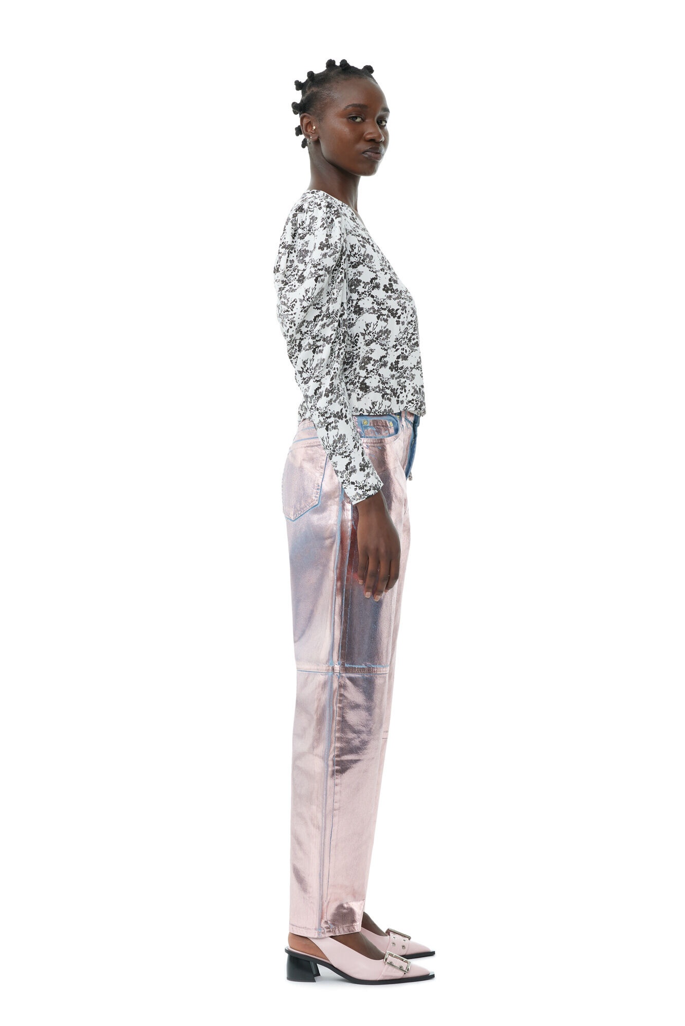 FLORAL TWILL WRAP BLOUSE - 3