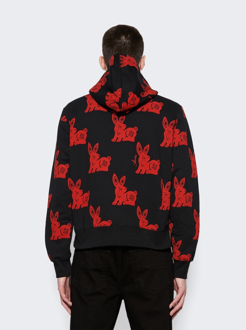 CNY Rabbit Allover Hoodie Black and Red 5