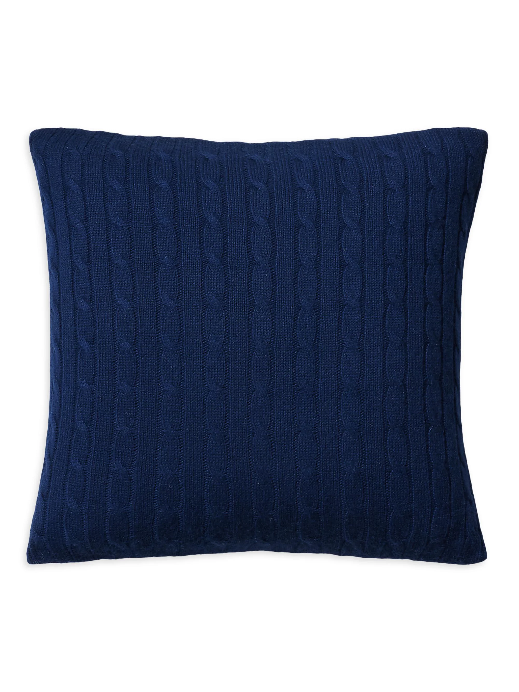 Cable-Knit Cashmere Throw Pillow - Polo Navy - 1