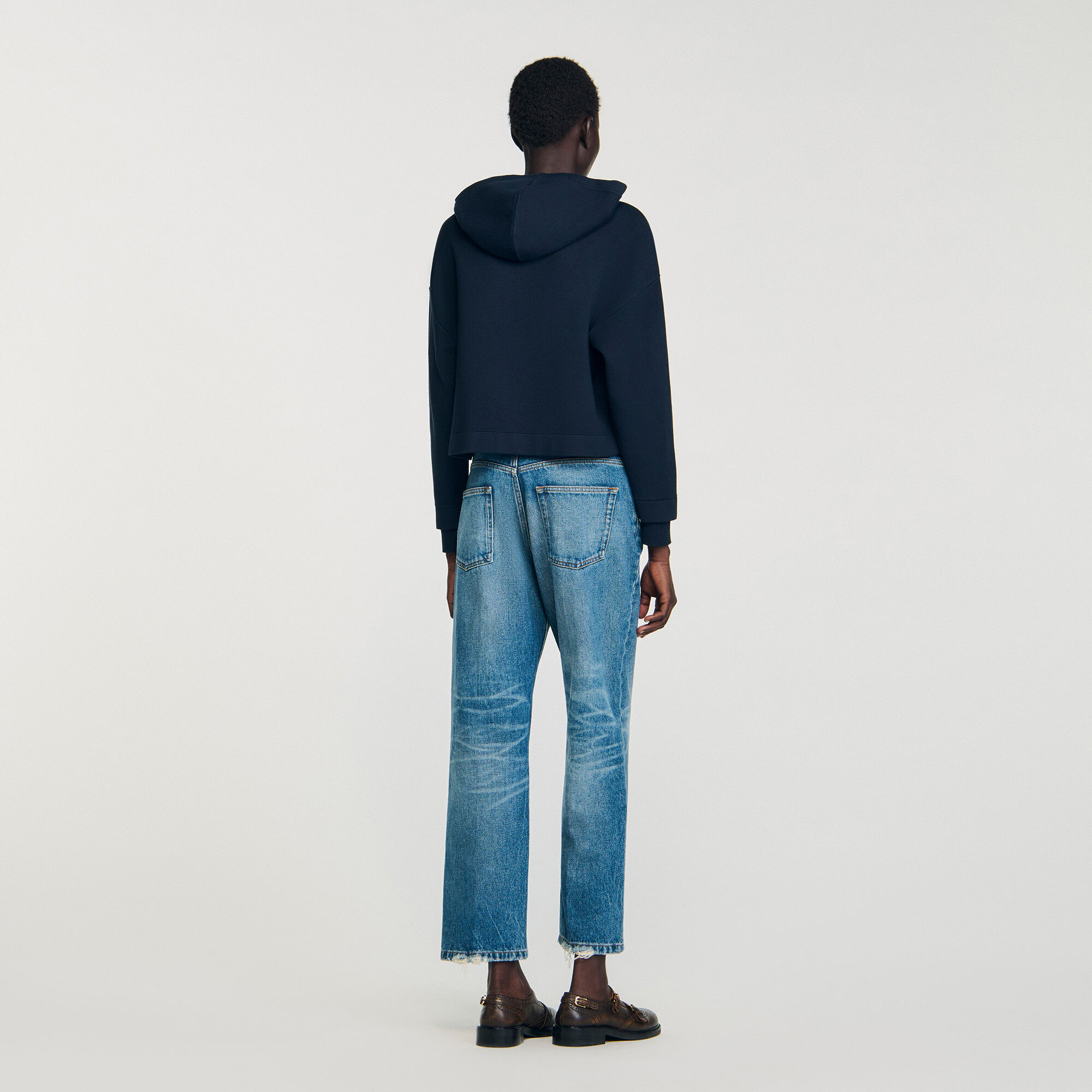 KNIT AND DENIM SWEATSHIRT - 5