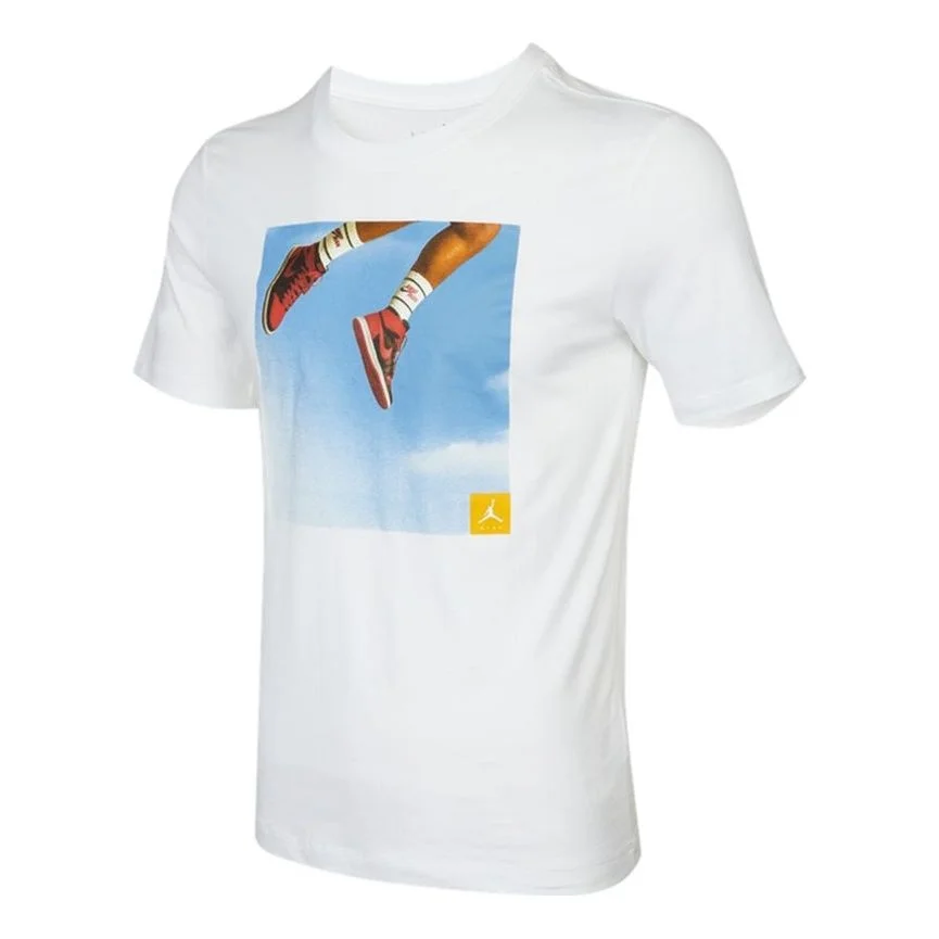 Men's Air Jordan Shoes Photo Printing Sports Short Sleeve White T-Shirt DA9895-100 - 1