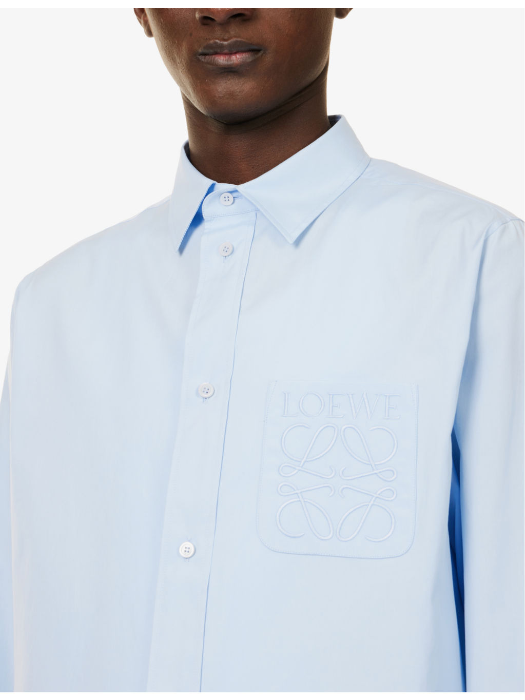 Brand-Embroidered Spread-Collar Cotton Shirt - 5