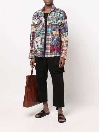 Greg Lauren patchwork checked shirt outlook