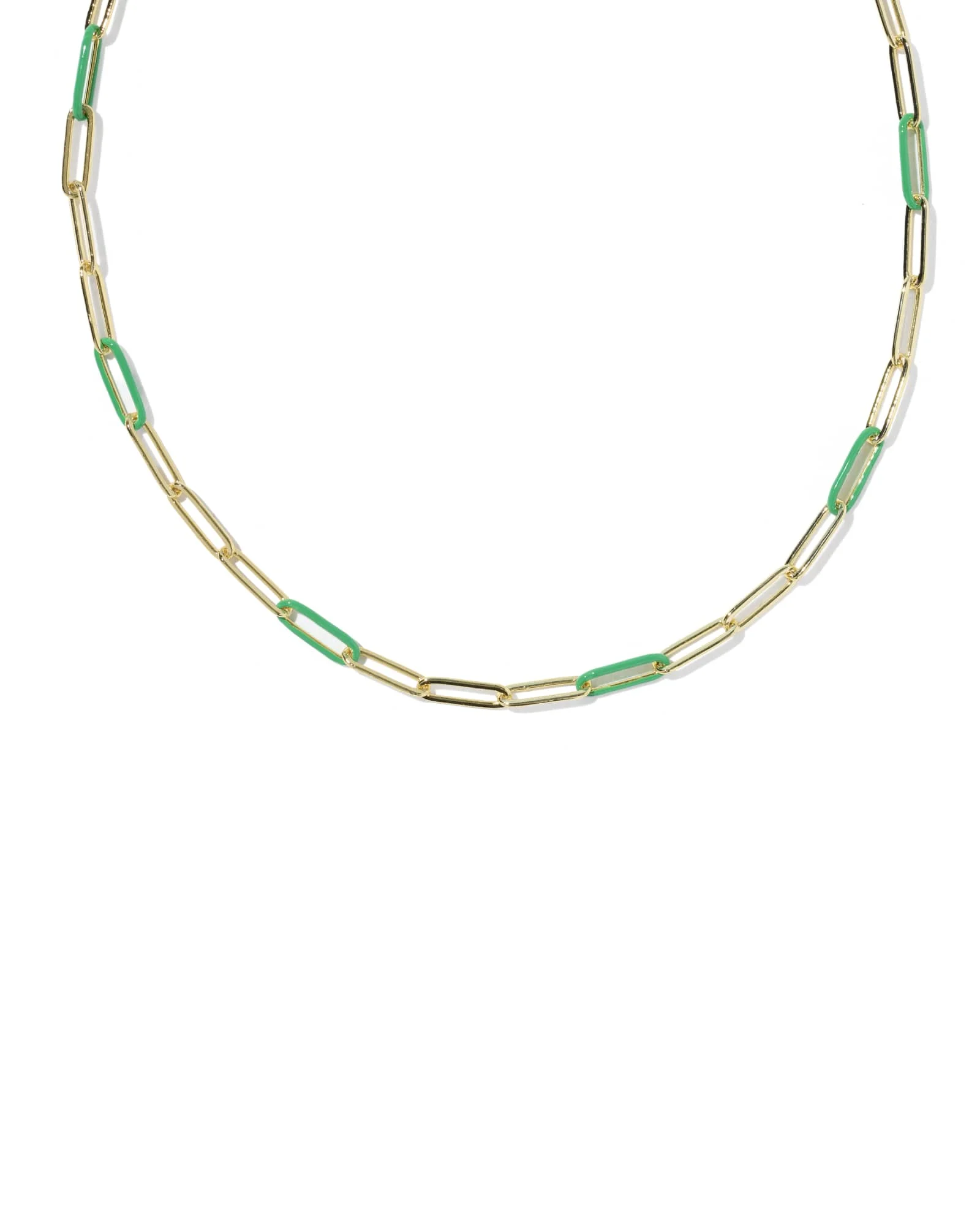 Courtney Gold Enamel Link and Chain Necklace - 1