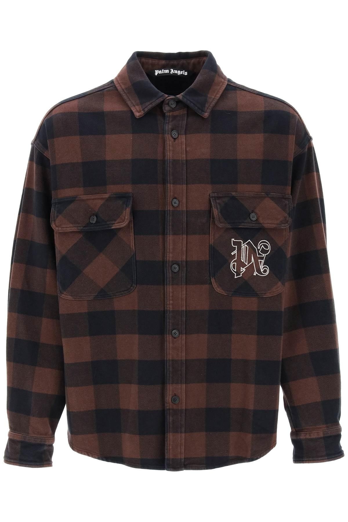PALM ANGELS FLANNEL OVERSHIRT WITH CHECK MOTIF - 1